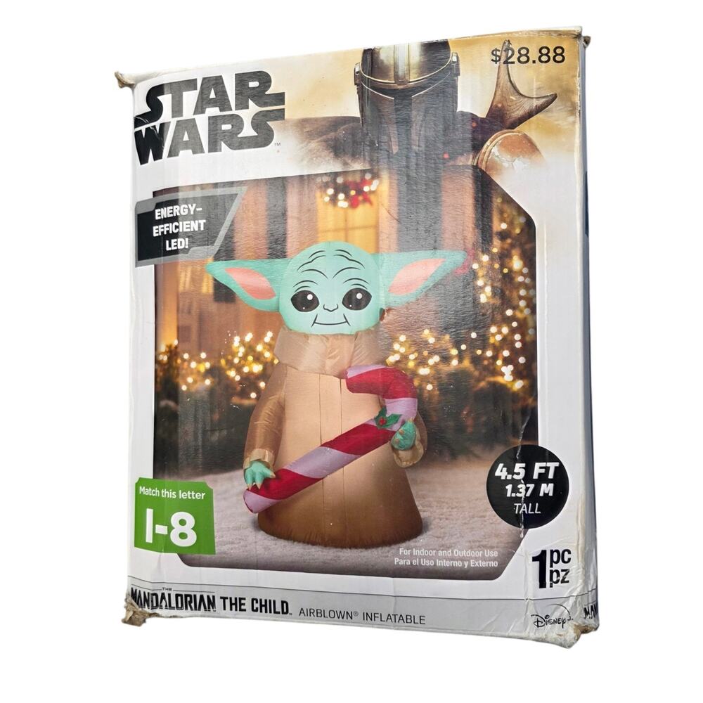 Star Wars Grogu Baby Yoda Christmas Airblown Inflatable 4.5 Ft Lights Up w/ Box